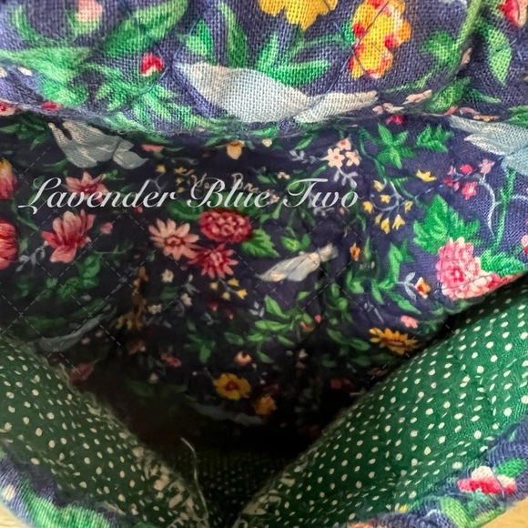 Vintage VERA BRADLEY Bluebird 1998 Original Duffle Bag Blue Green Floral Quilted - Picture 6 of 14